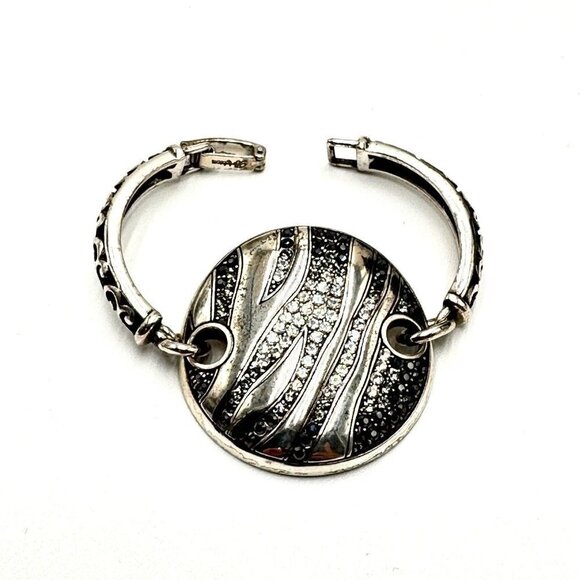 Brighton Ziggy Zebra Black Clear Crystal  Silver Plated Bracelet Up to 7" - Picture 2 of 3